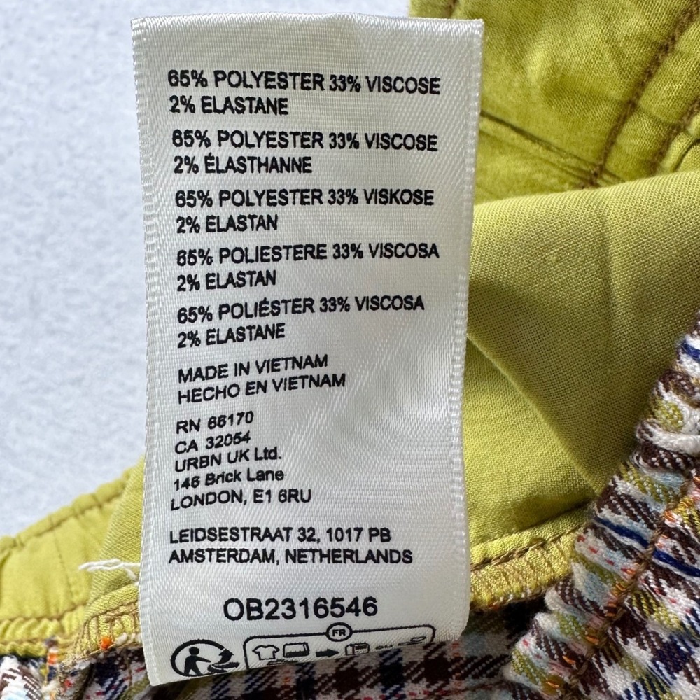 Free People Nice Choice Stripe Plaid Pull On Pants Barrel Leg Size Medium NEW - Picture 16 of 16
